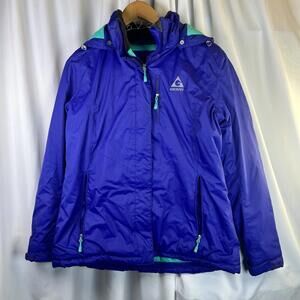 Gerry Winter Coat Full Zip Ski Jacket Women's Purple Detachable Hood Sz L Fits M